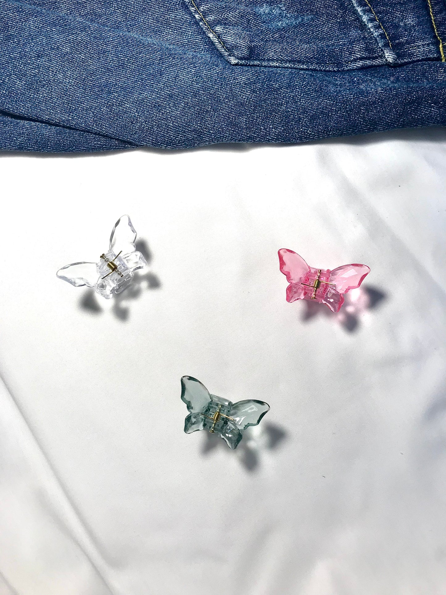 Set of 3 Crystal Mini Butterfly Hair Clips