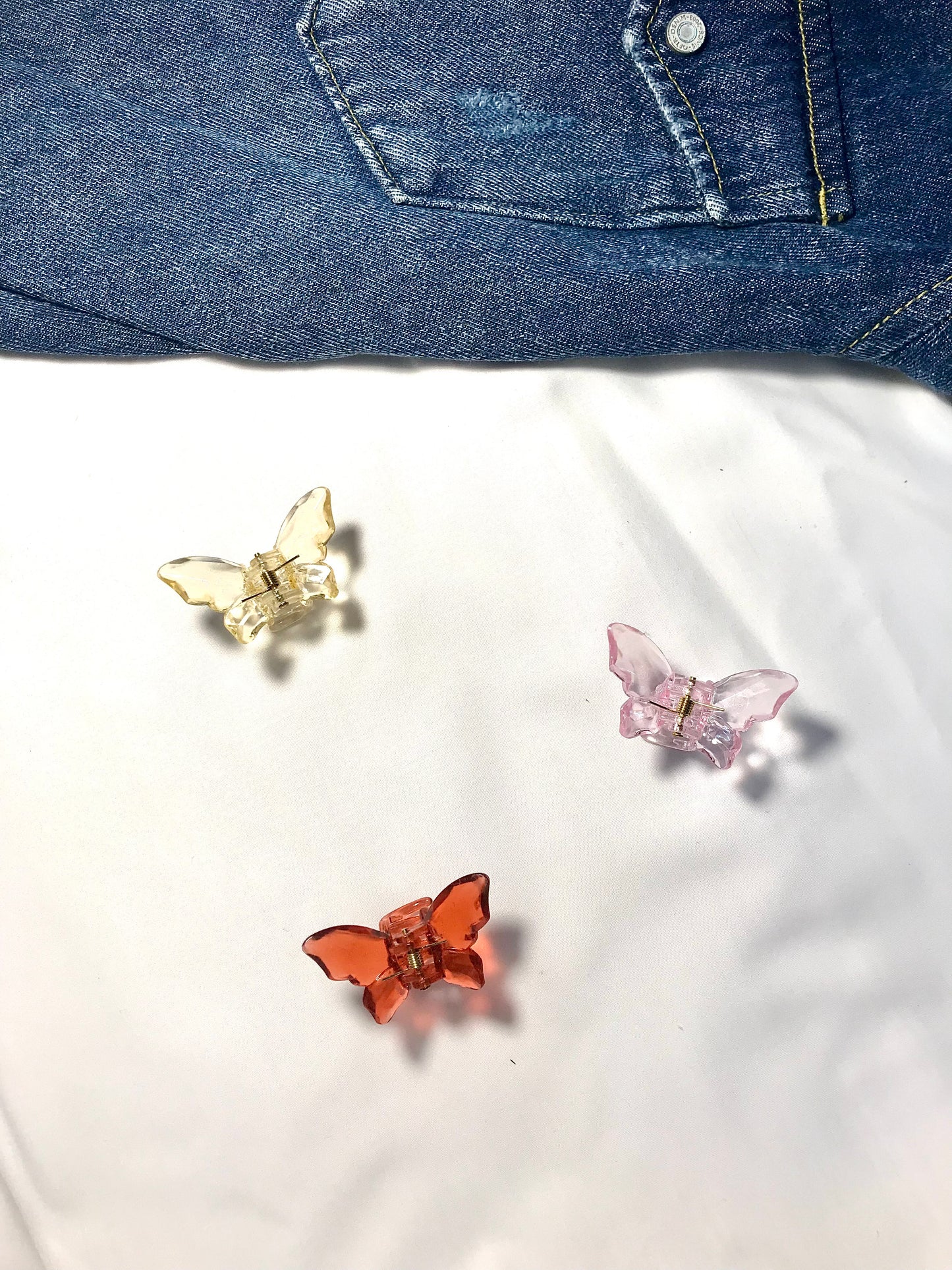Set of 3 Crystal Mini Butterfly Hair Clips