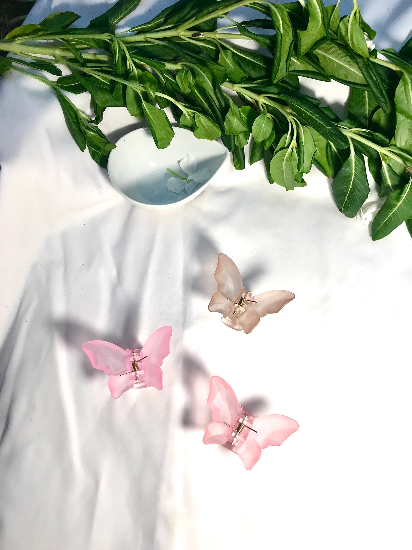 Frosted Crystal Butterfly Hair Clips