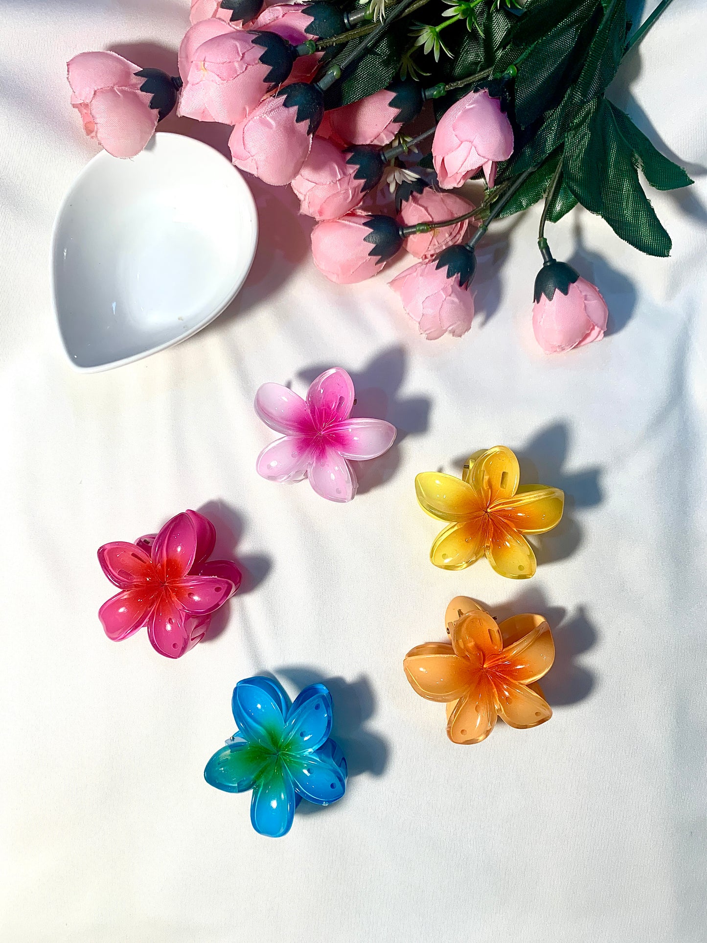Set of 5 Tropical Hawaiian flower claw clips