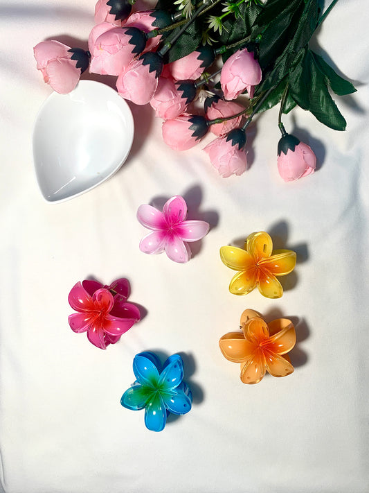 Set of 5 Tropical Hawaiian flower claw clips